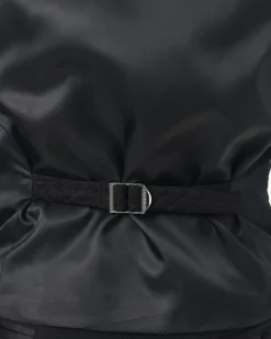 A Charcoal Black U-Cut waist coat with layered back cut.