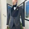 A Charcoal Black velvet shawl lapel Tuxedo suit