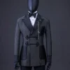A “Chequered” grey and black double-breasted royal tuxedo suit
