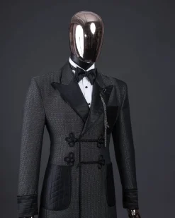 A “Chequered” grey and black double-breasted royal tuxedo suit