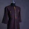 A Chocolate brown, 3/4 sleeve, aborigines arrow embroidery details African senator Kaftan native