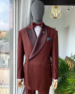 A Chocolate brown Bespoke reloaded “Arthur Richards” tuxedo 3 lapel suit
