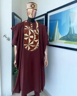 A Cinnamon Brown, Sunset In The East Embroidery Detailing Agbada