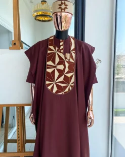 A Cinnamon Brown, Sunset In The East Embroidery Detailing Agbada