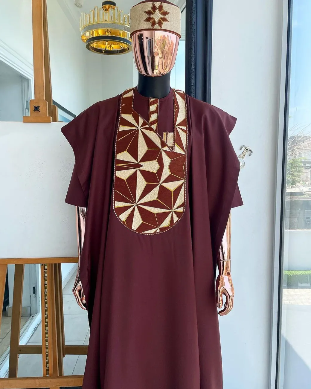 A Cinnamon Brown, Sunset In The East Embroidery Detailing Agbada