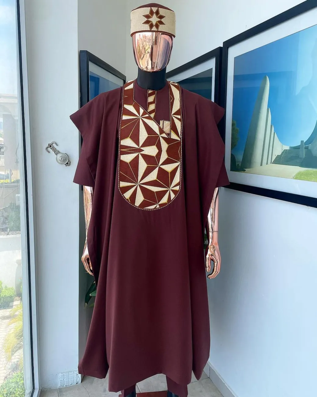 A Cinnamon Brown, Sunset In The East Embroidery Detailing Agbada