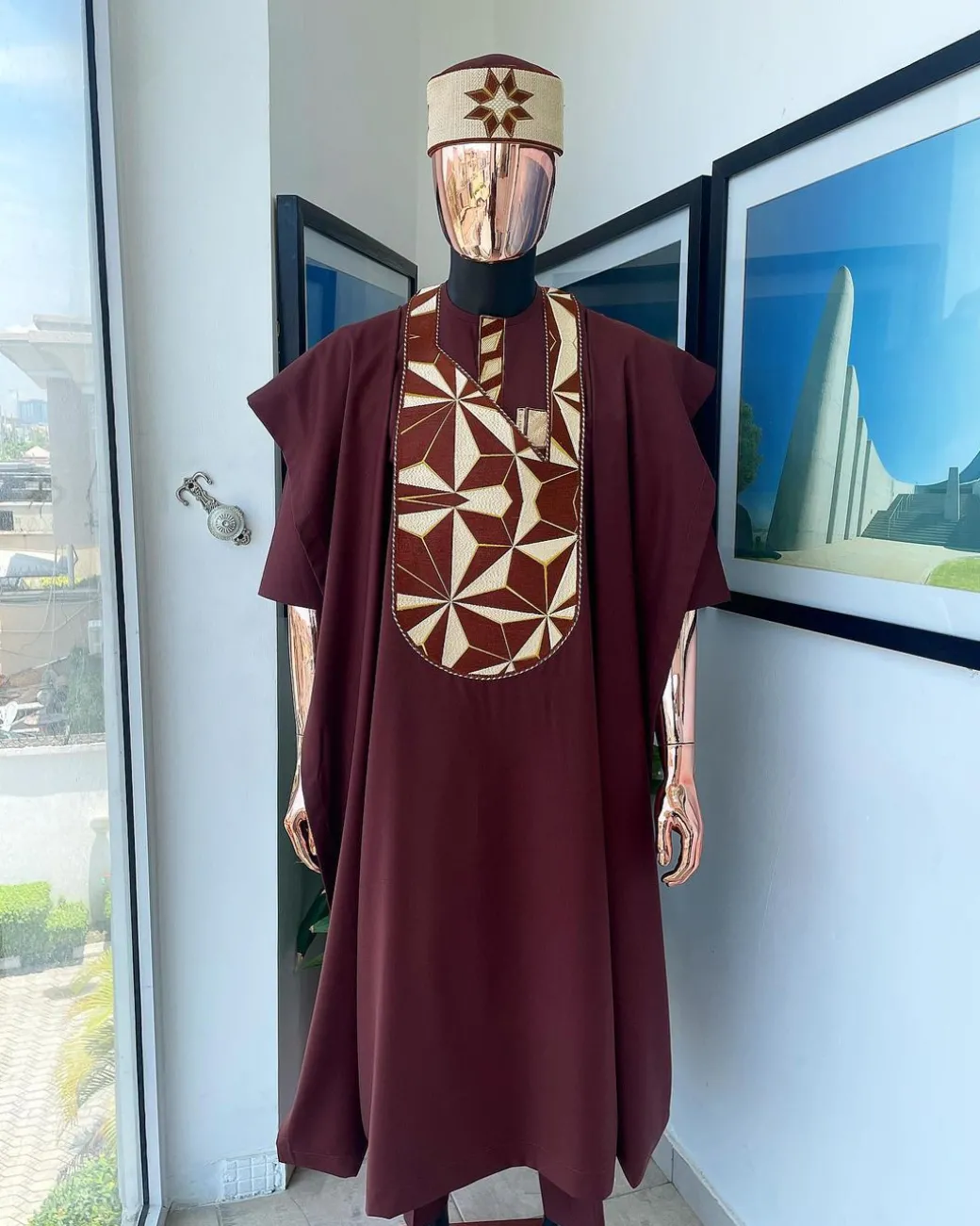 A Cinnamon Brown, Sunset In The East Embroidery Detailing Agbada