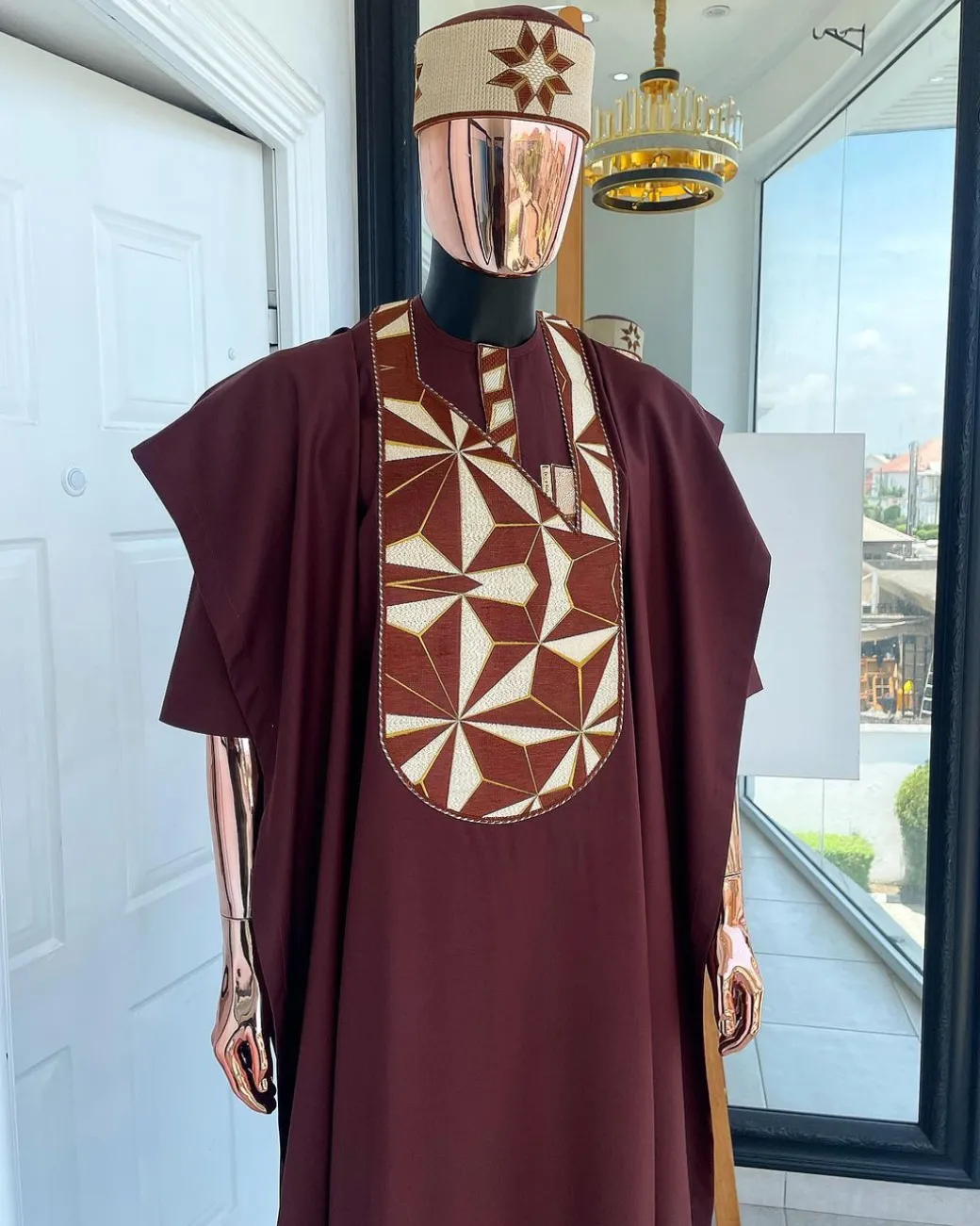 A Cinnamon Brown, Sunset In The East Embroidery Detailing Agbada