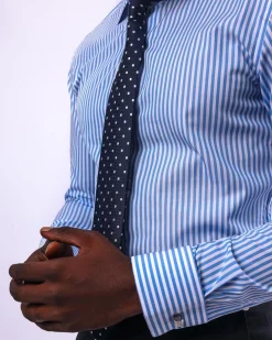 A Classic blue and white stripe shirt.