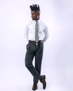 A Classic White Invisible Stripe Shirt.