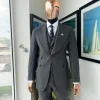 A Cloud Grey, Knitted, Peak Lapel Jorgecarli Vogue Suit