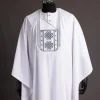 A Cocaine White Agbada, Grey Embroidery Detailing Agbada
