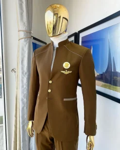 A Coffee Brown Reloaded “7th Battalion” Tuxedo Suit