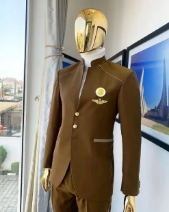 A Coffee Brown Reloaded “7th Battalion” Tuxedo Suit