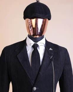 A “Combat” charcoal black corduroy, 3 button safari suit, combat pant trouser & Hat