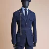 A “Combat” Navy Blue Corduroy, 3 Button Safari Suit