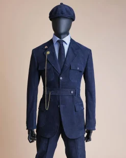 A “Combat” Navy Blue Corduroy, 3 Button Safari Suit