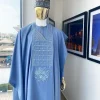 A Corn flower blue Agbada with embroidery, hand knitted Fulani hat, kaftan and sokoto