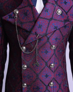 A Double Breasted Tail Metallic Jacquard Period Suit