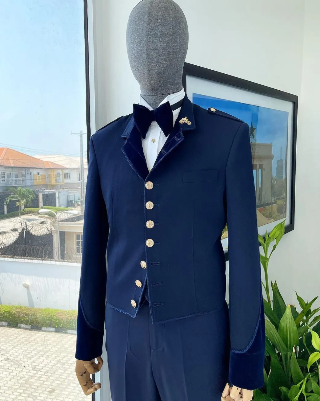A “duopoly” navy blue royal tuxedo suit