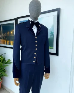 A “duopoly” navy blue royal tuxedo suit