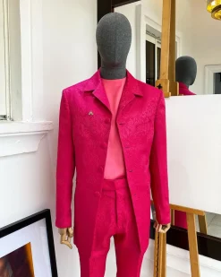 A Fuchsia Pink Floral Safari Suit.