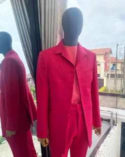 A Fuchsia Pink Floral Safari Suit.