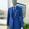 A glen plaid check, lapis blue – nobility – “Board Room” peak lapel suit