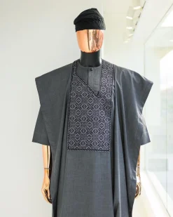 A Grey, Splashed Square Details Agbada