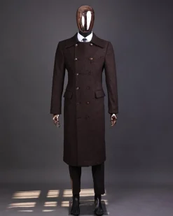 A Hickory Brown – Jorgecarli Vogue jacket – “Sicilian” peak lapel trench double-breasted suit