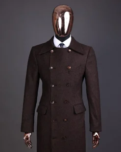 A Hickory Brown – Jorgecarli Vogue jacket – “Sicilian” peak lapel trench double-breasted suit