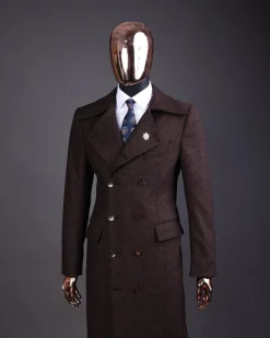 A Hickory Brown – Jorgecarli Vogue jacket – “Sicilian” peak lapel trench double-breasted suit
