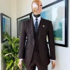 A Hickory Brown And Black Nobility Check, Knitted, Peak Lapel Suit