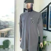 A Lava Grey, front flap, hand beaded patch design and Swarovski button details African traditional senator kaftan native.