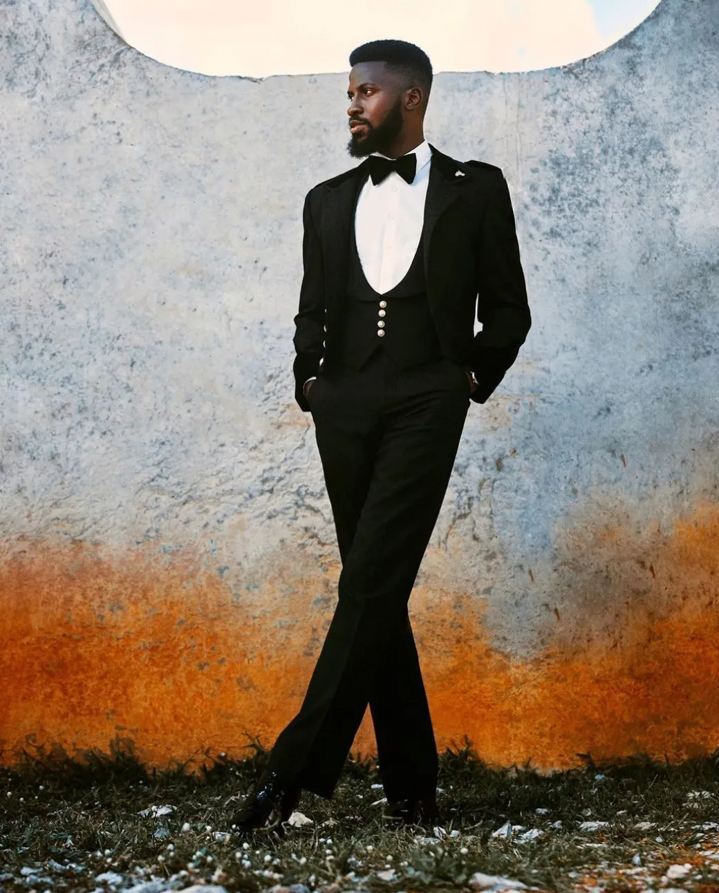 A Layered Combat Charcoal Black Tuxedo Suit.