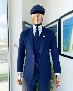 A layered square patterned navy blue “peaky blinders” – Jorgecarli super 140’s- “Board Room” suit