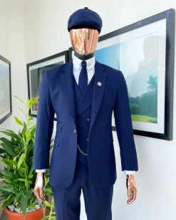 A layered square patterned navy blue “peaky blinders” – Jorgecarli super 140’s- “Board Room” suit