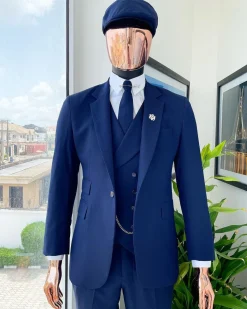 A layered square patterned navy blue “peaky blinders” – Jorgecarli super 140’s- “Board Room” suit