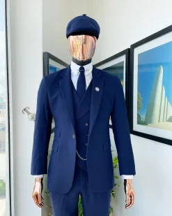 A layered square patterned navy blue “peaky blinders” – Jorgecarli super 140’s- “Board Room” suit