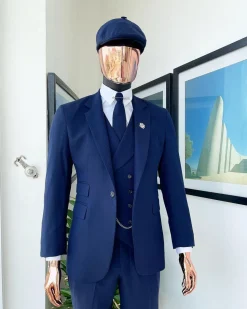A layered square patterned navy blue “peaky blinders” – Jorgecarli super 140’s- “Board Room” suit