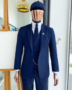 A layered square patterned navy blue “peaky blinders” – Jorgecarli super 140’s- “Board Room” suit