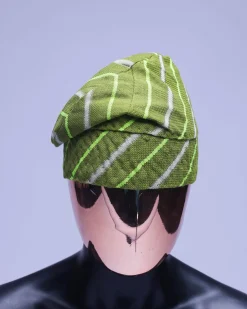 A Lemon Stripped hand knitted Yoruba traditional hat/Fila.