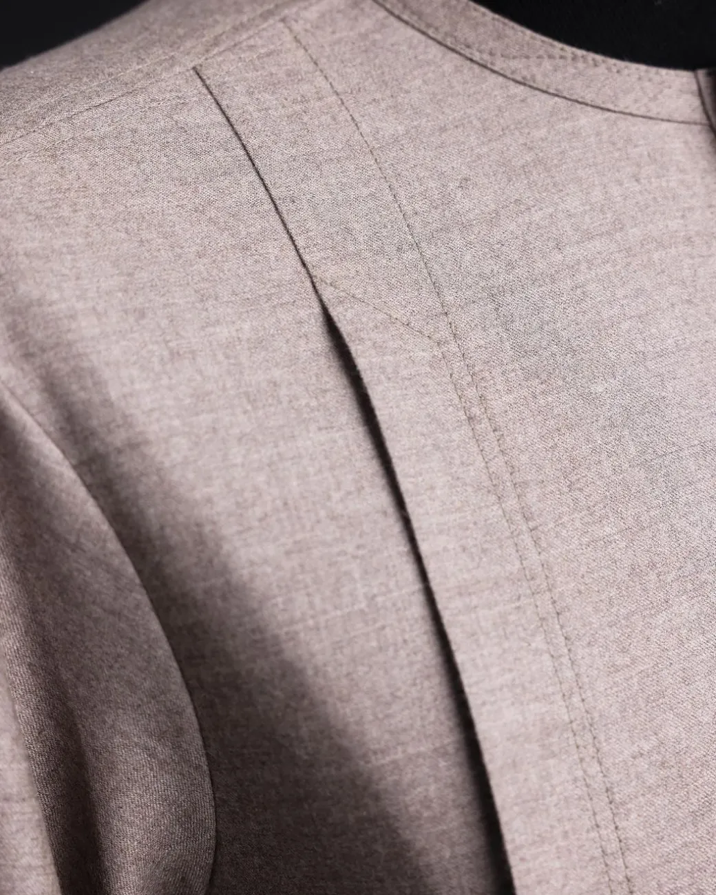 A Light cedar brown, Jorgecarli wool, front flap, layered suit & pen pocket, 3/4 sleeve and clear view silver Swarovski button African senator kaftan native.