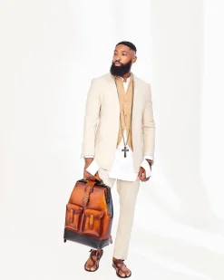 A Light Cream 4-Piece Kaftan, Jacket, Waist Coat and Pant Trousers