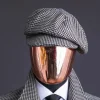 A Light Grey And Black Mix Of Houndstooth Check Hat.