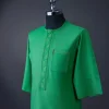 A Lime Green, Front flap with valley embroidery, 3/4 sleeve details African senator kaftan native.