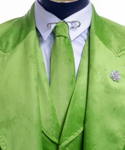A Lime green “peaky blinders” monochrome velvet, hand knitted peak lapel suit