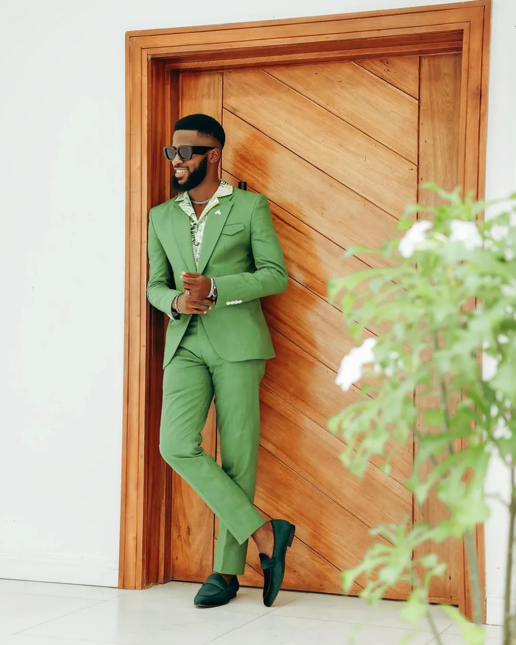 A Linen, Crocodile Green, Notch Lapel Suit