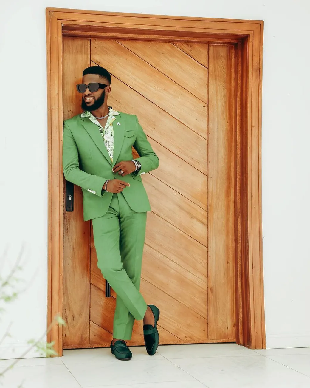 A Linen, Crocodile Green, Notch Lapel Suit