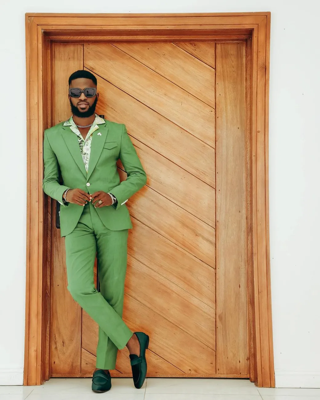 A Linen, Crocodile Green, Notch Lapel Suit